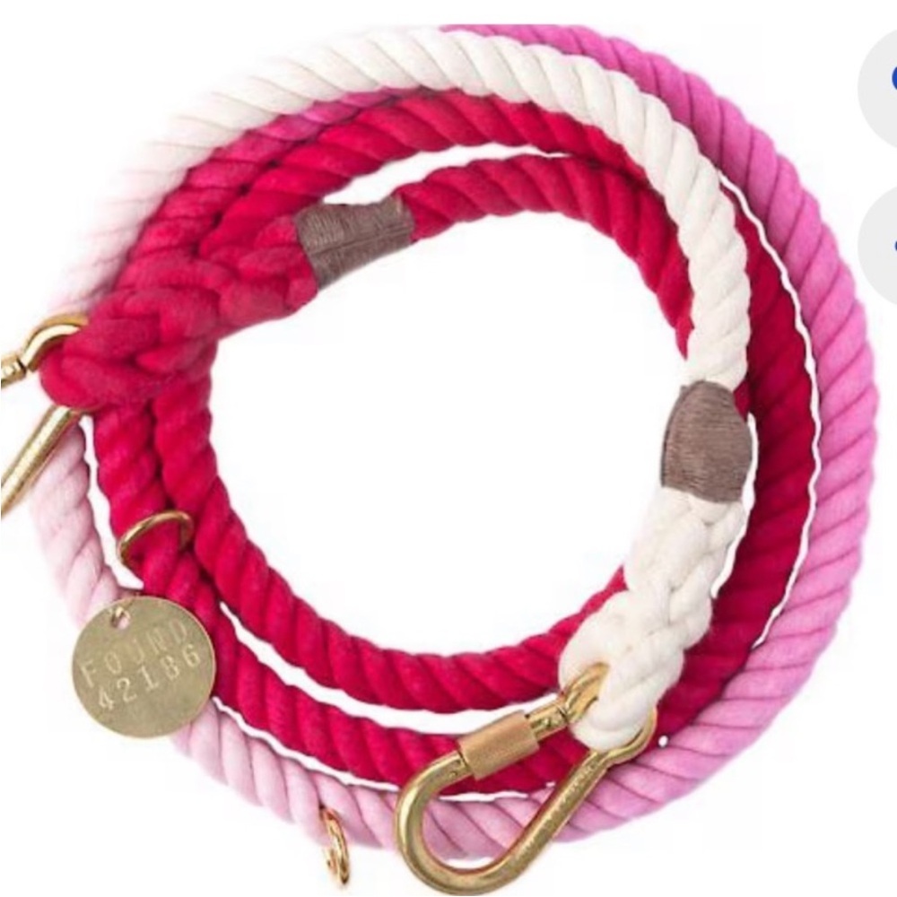 NWT Found My Animal Adjustable Ombre Rope Dog Leash in Magenta Size Medium